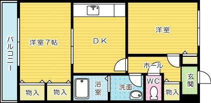 ロージュマン真鶴(2DK/2階)の間取り写真