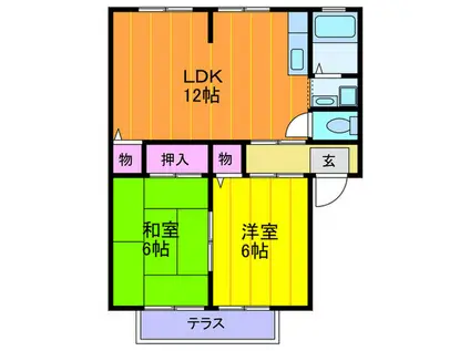 ローズハイツ(2LDK/1階)の間取り写真