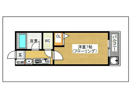 ベルカムールI初期費用減額(1K/2階)の間取り写真