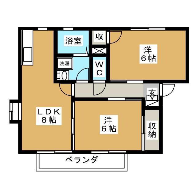 カサヴィレッジG(2DK/2階)の間取り写真