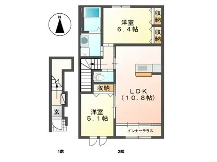 サンフィットIII(2LDK/2階)の間取り写真