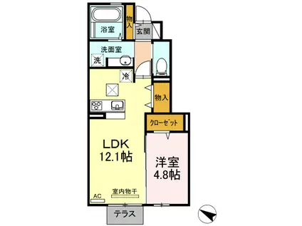 みつばちIV(1LDK/1階)の間取り写真