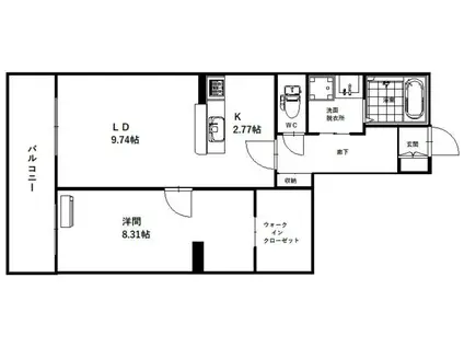 グラン シャンブル(1LDK/2階)の間取り写真