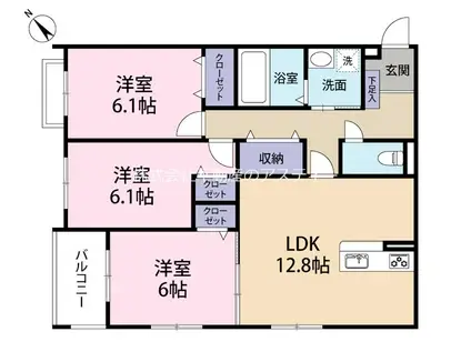 仮 愛宕2丁目マンション(3LDK/2階)の間取り写真