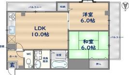 ビューハイツA&K(2LDK/5階)の間取り写真
