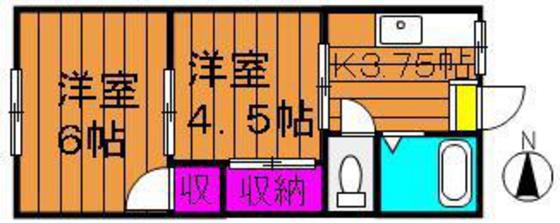 ベルハイツ西市(2K/2階)の間取り写真