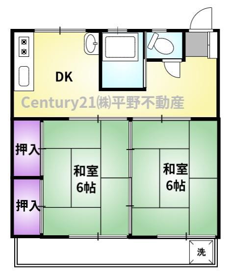 レイクヒル(2DK/4階)の間取り写真