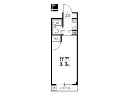 コーポR&K2(1K/1階)の間取り写真