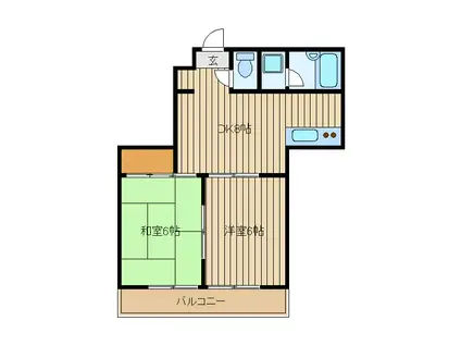 カーサデ16(2DK/2階)の間取り写真
