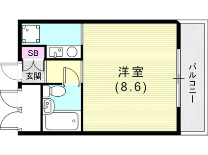 ライオンズマンション神戸西元町(ワンルーム/3階)の間取り写真