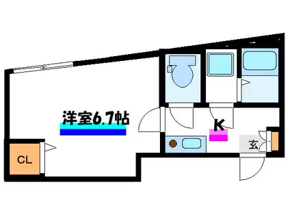 ネイビーフィールドII(1K/2階)の間取り写真