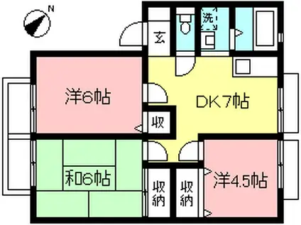 WING成城D棟(3DK/2階)の間取り写真