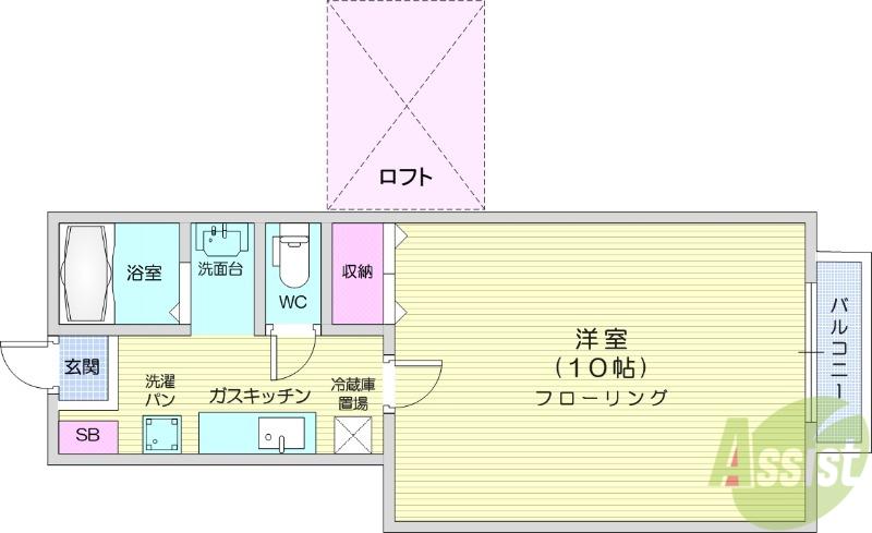リジェール弐(1K/2階)の間取り写真