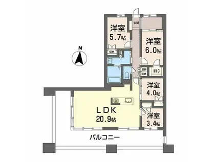 NUDGEONE.照葉(4LDK/11階)の間取り写真