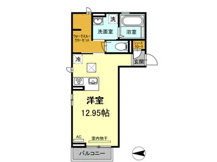 グリンセル新蔵(ワンルーム/2階)の間取り写真