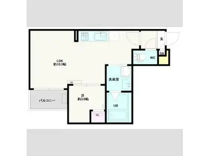 JACK SHIMOFUJISAWA II(1LDK/3階)の間取り写真