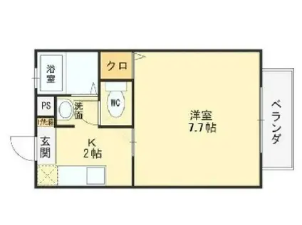 ヴィラ・ソレイユA棟(1K/1階)の間取り写真