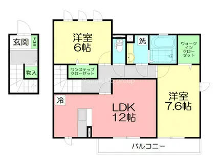 ソフィス かすみの瀬(2LDK/2階)の間取り写真