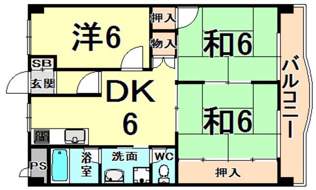 コスモカウンティI(3DK/3階)の間取り写真