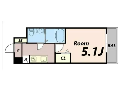 アリビオ立花II(1K/3階)の間取り写真