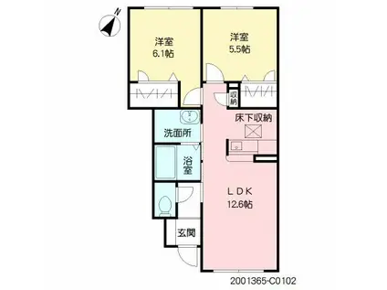 クレストールアベニューI(2LDK/2階)の間取り写真