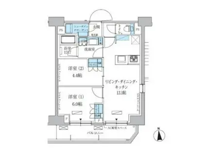 パークアクシス上野三丁目(2LDK/11階)の間取り写真