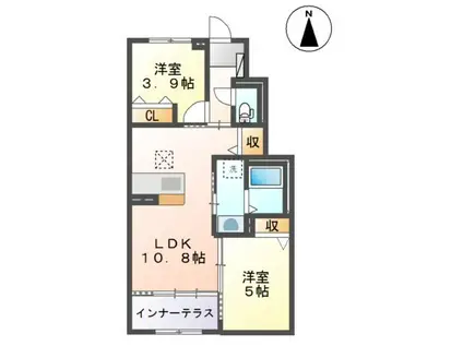 ラピスラズリ(2LDK/1階)の間取り写真