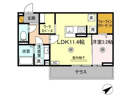 ラピス・ブルー(1LDK/1階)の間取り写真