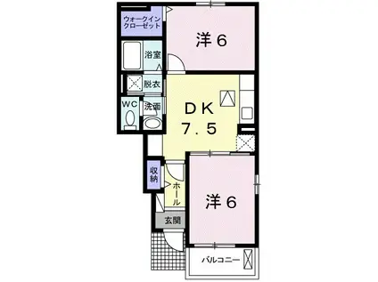 パレ・エクセランV(2DK/1階)の間取り写真