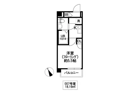 ボーラ東大宮(1K/4階)の間取り写真