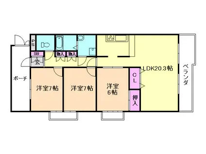 ライフステージ福島(3LDK/6階)の間取り写真