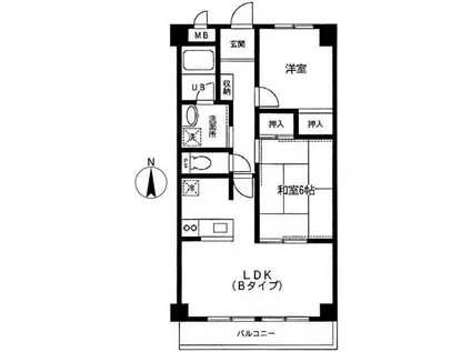オリオンハイツ(2LDK/3階)の間取り写真