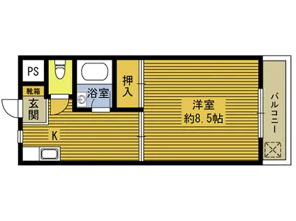 大在コーポ(1K/4階)の間取り写真