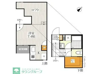 CB柏ヴェール(1K/2階)の間取り写真