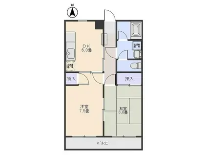 ポピーハイツ(2DK/1階)の間取り写真