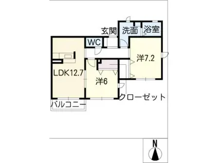 シレンシオ(2LDK/2階)の間取り写真