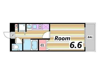 ロイヤルヒル神戸三ノ宮(1K/9階)の間取り写真