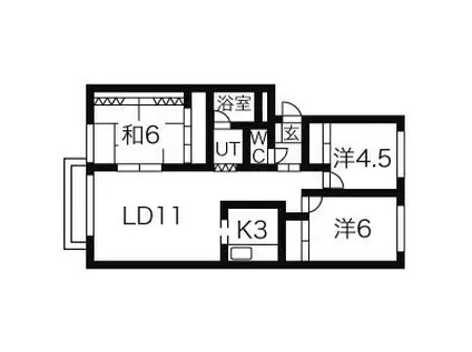 サンルトゥール(3LDK/1階)の間取り写真