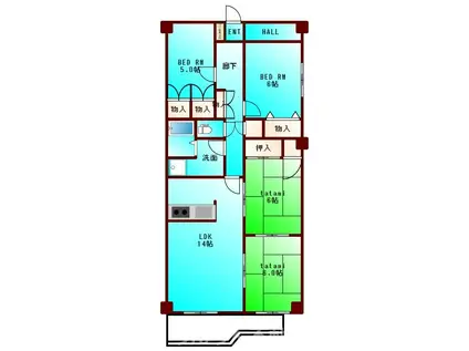 オリエンタルハイツ文理(4LDK/3階)の間取り写真