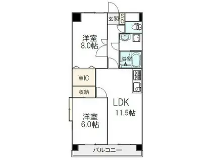 PALAISCHARMANT パレシャルマン(2LDK/8階)の間取り写真