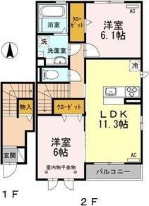プラム シャルマン(2LDK/2階)の間取り写真