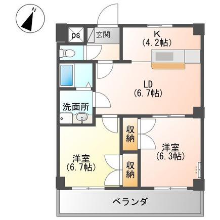 ルミナスハイム羽浦(2LDK/1階)の間取り写真