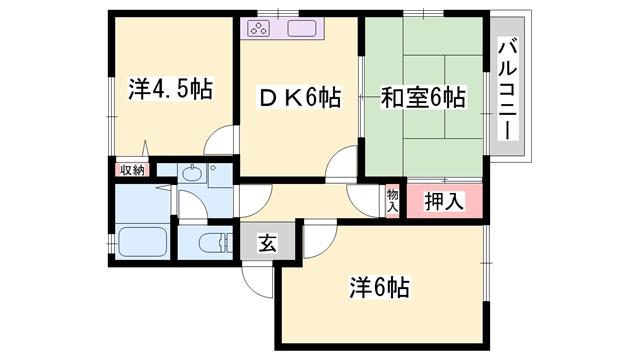 レジデンス赤坂(3K/2階)の間取り写真