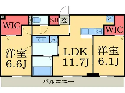 サニーハイム(2LDK/3階)の間取り写真