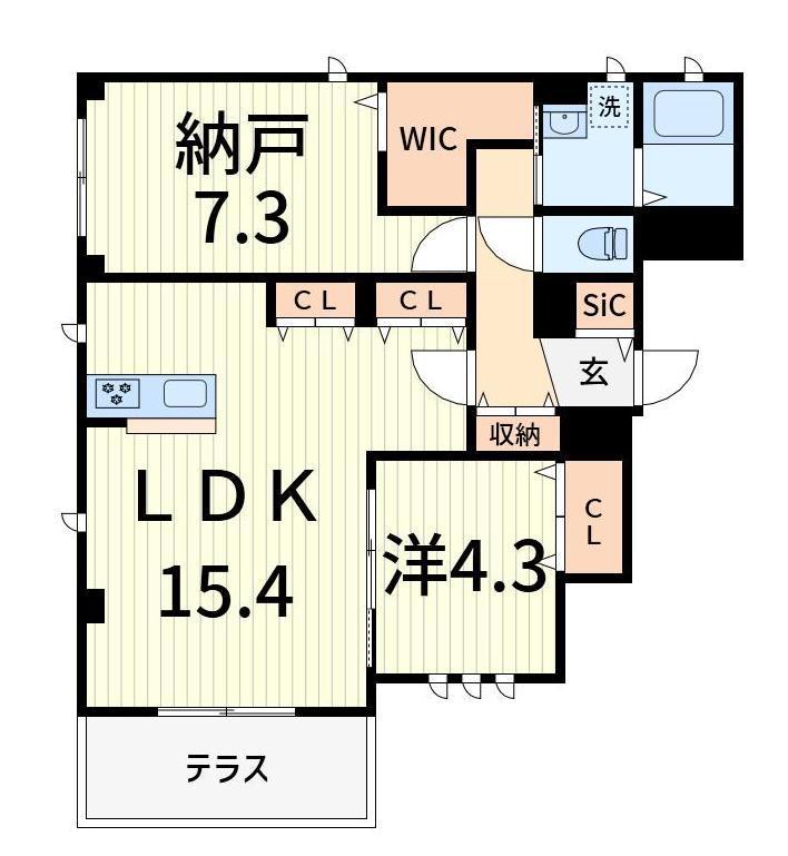ノエル高砂(1SLDK/1階)の間取り写真