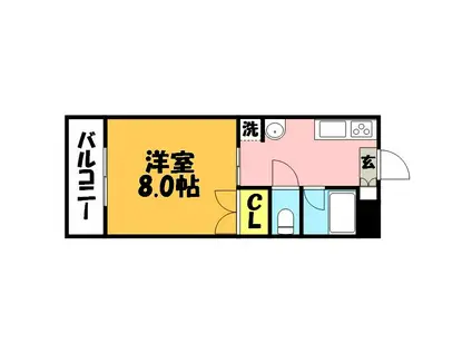 ロジュマン古賀I(1DK/1階)の間取り写真