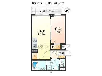 シエル・クラルテ(1LDK/3階)の間取り写真