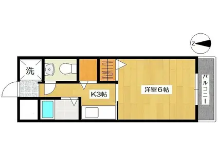 マスターズイン銀杏町(1K/2階)の間取り写真