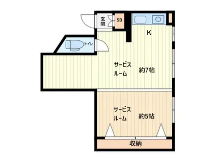 ウットビル(1SK/2階)の間取り写真