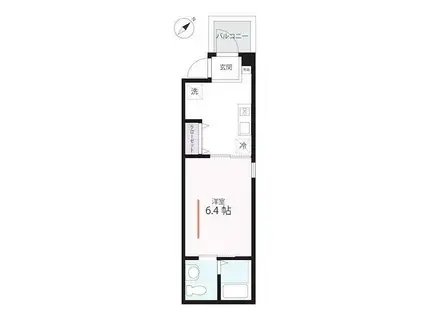 ハーミットクラブハウスソフィア横浜生麦駅前(1K/2階)の間取り写真